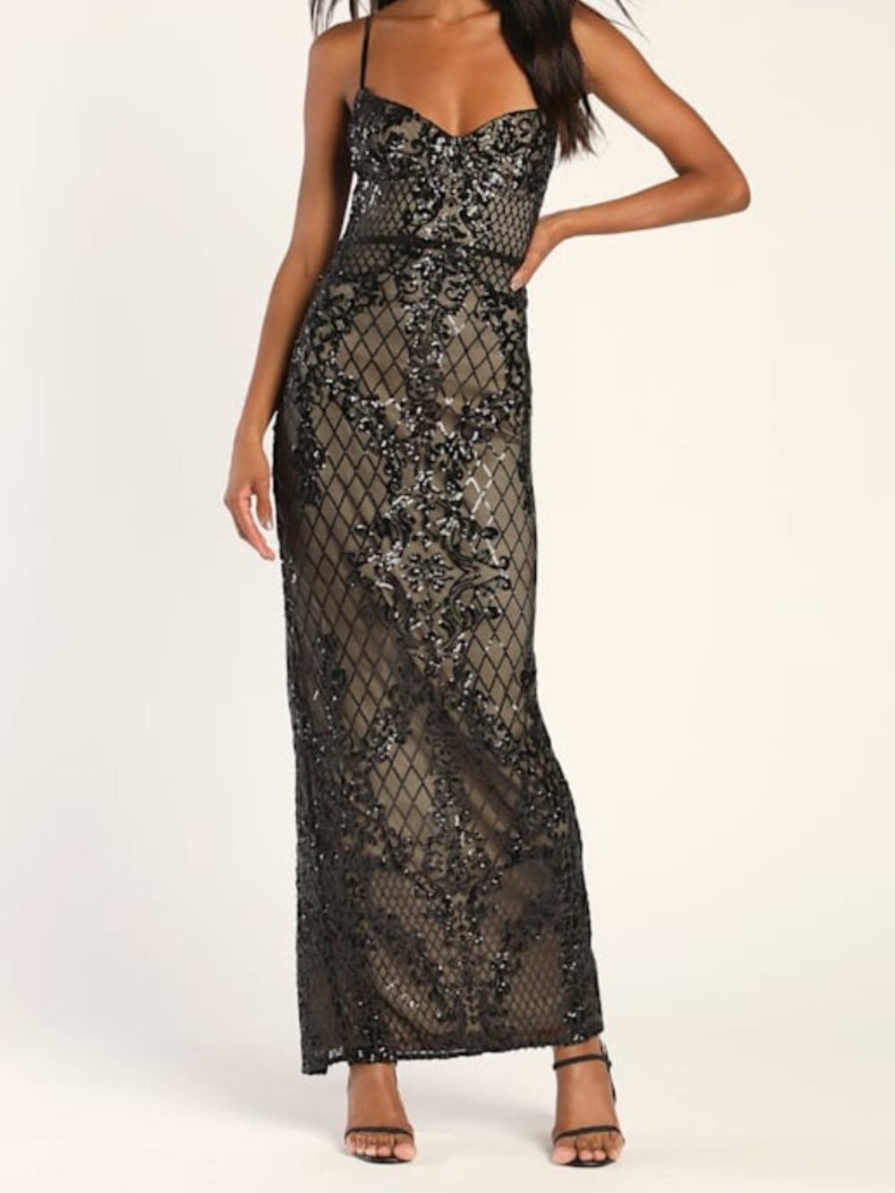 Lulus Moonlit Love Black Sequin Sleeveless Maxi Dress